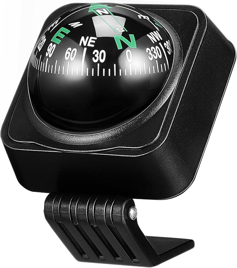 NUOBESTY Car Ball Compass Dashboard Mount Adjustable Direction Finder for Automotive Marine Use - Image 1